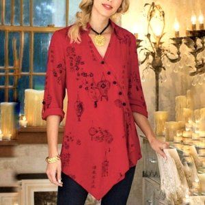 Soft surroundings Shanghai Red Pagoda Tunic 3X